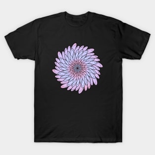 Purple Colored Floral Spiral Mandala Line Art T-Shirt